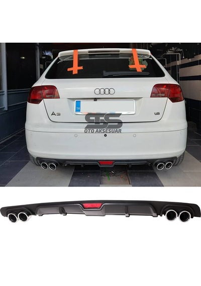 Audi A3 2003-2007 Difüzör Arka Tampon Eki 4 Egzoz Çıkışlı Siyah
