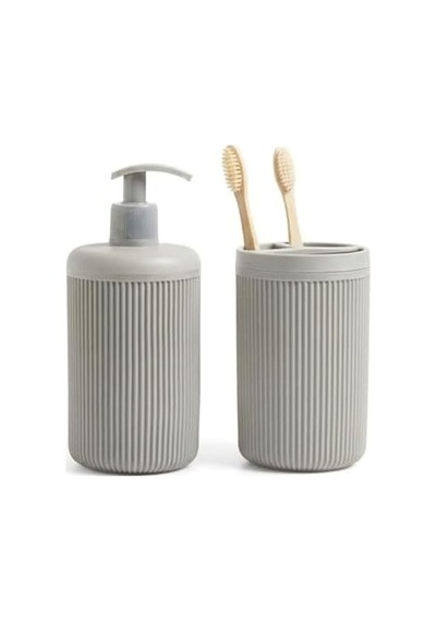 İkili Sabunluk Seti - Modern Banyo Ve Mutfak Tezgah Üstü Seti - Sıvı Sabunluk Ve Losyon Şişesi - Paslanmaz Pompalı 2'li Set-bej Renk-modern Şık Tasarım 000 Açık Krem