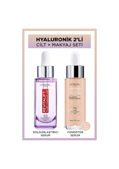 True Match Nude Fondöten Serum 0.5-2 Very Light & Revitalift Filler %1.5 Saf Hyaluronik Asit Serum pktfndtnsrmastsrm-8982