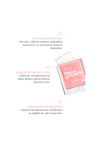 Mjcare On Pome Granate Mask - Mjcare On Nar Özlü Yüz Maskesi 20'li