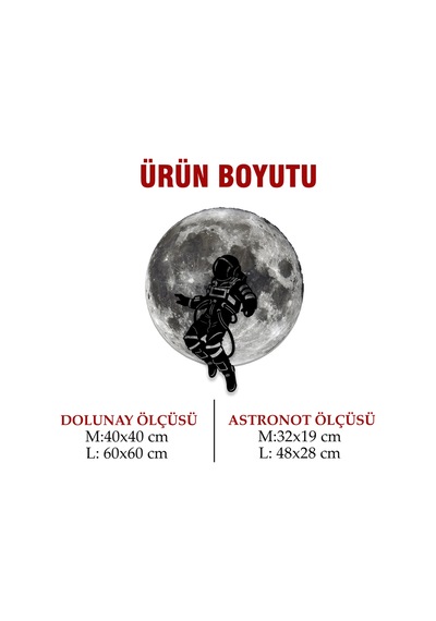 Kişiselleştirilebilir Led Işıklı Epoksi Cam Katmanlı Tablo Astronot Dolunay Gri - 738250971 Gri