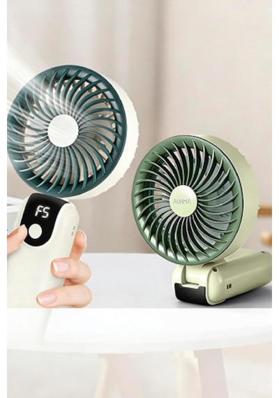 Exenar - Siyah - Şarjlı El Fanı 5 Kademeli Telefon Standlı Mini Vantilatör 300mah 180 Katlanabilir El Tipi Fan
