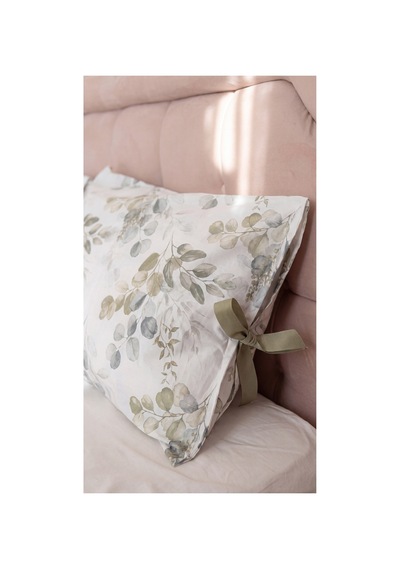 Okaliptüs Desenli Bağcıklı Yastık Kılıfı 50x70 Cm %100 Pamuk Dekoratif Yastık Kılıfı Yeşil - 909641241 Yeşil