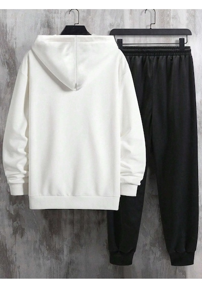 King Taç Eşofman Takımı Beyaz Sweatshirt Siyah Jogger - Baskılı Oversize Şardonlu Kapüşonlu Beyaz King Taç Eşofman Takımı Beyaz Sweatshirt Siyah Jogger - Baskılı Oversize Şardonlu Kapüşonlu Beyaz