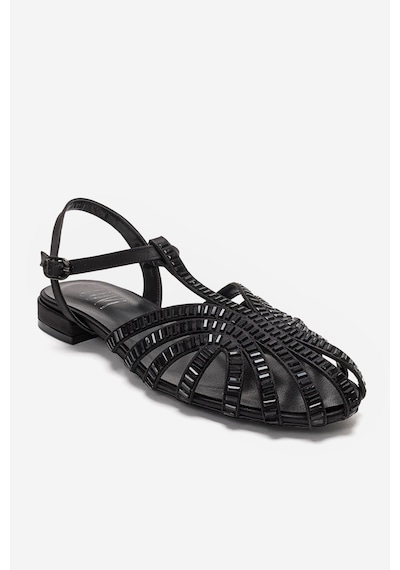 Luvishoes Lavına Siyah Saten Taşlı Kadın Sandalet