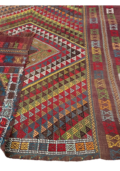 El Dokuma Antika Obruk Kilimi 135x170 Kök Boya 130 Yıllık Koleksiyonluk Kilim