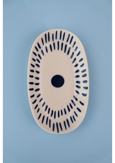 Tabak Evi Porselen Spotty Oval Kayık Tabak Tekli19x11x2,50cm Tekli Krem