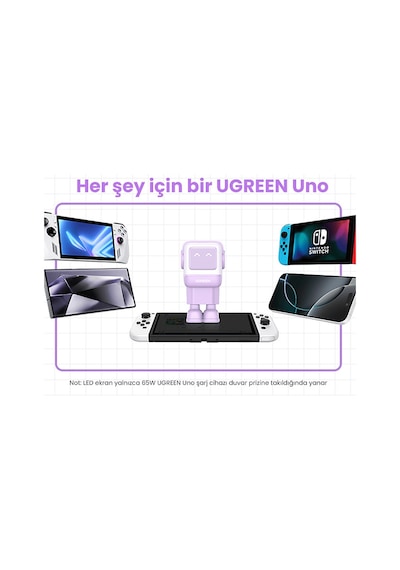 Ugreen Nexode Uno 65w Robot Gan Hızlı Şarj Cihazı, Mor 35291