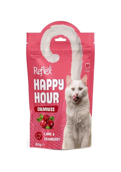 Reflex Happy Hour Sakinleştirici Kuzulu Kızılcıklı Kedi Ödülü 60 G