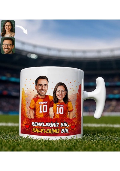 Bk Gift Kişiye Özel İsimli Sarı-kırmızı Sevgili Karikatürlü Hammer Kupa Bardak İsim Ve Forma Numaralı Taraftar Kupa, Doğum Günü Hediyesi Kobitmeyenc Çok Renkli