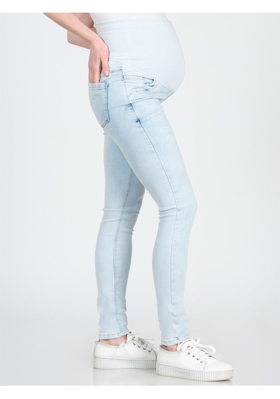Busa Hamile Esnek Karın Bantlı Beli Ayarlanabilir Skinny Kot Pantolon Buz Mavisi-buz Mavisi