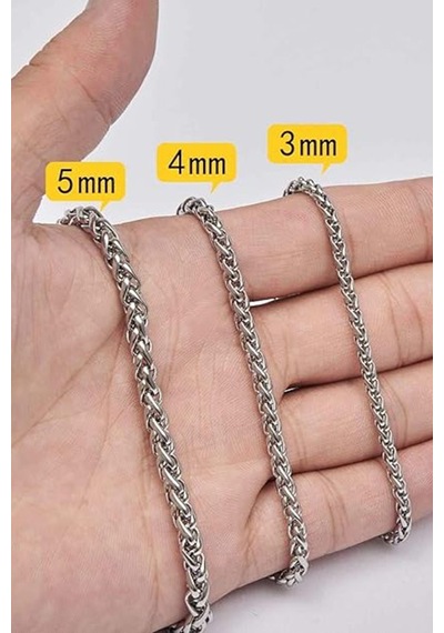 İnce Spor Model Erkek Çelik Kolye Zincir Tilki Kuyruğu 3mm 55cm Acb01k Metalik Gri