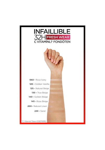 L'Oreal Paris Infaillible 24H Fondöten 125 Natural Rose 30 ML