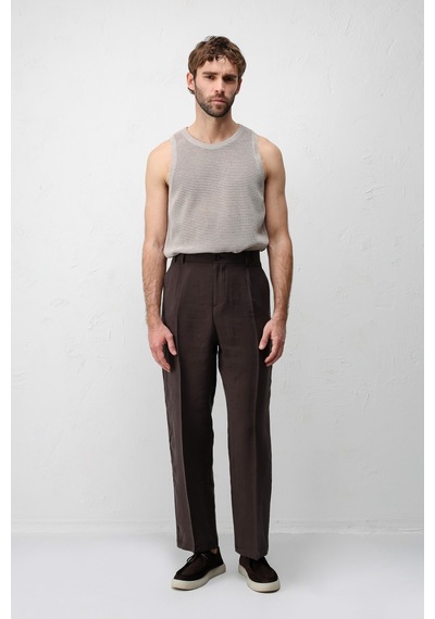 Antioch Lyocell Relaxed Fit Pileli Erkek Pantolon Koyu Kahve
