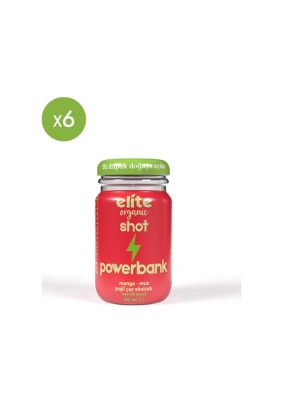 6'lı Shot Powerbank Yeşil Çaylı Meyveli İçecek - 60 Ml