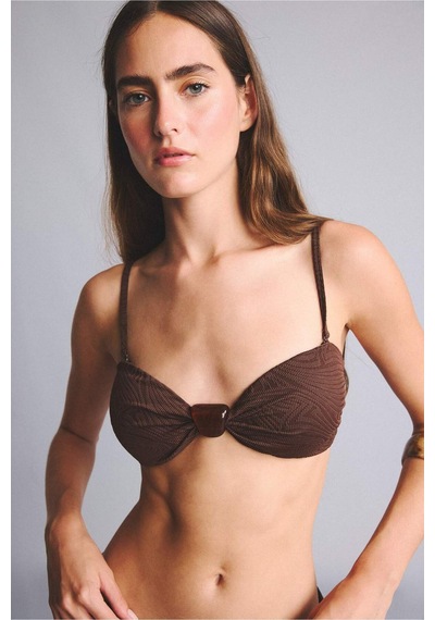 Defacto Regular Fıt İnce Askılı Kahverengi Bikini Üstü E4372ax26smbn341 Kahve-bn341