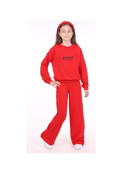 Toontoy Kids Toontoy Kız Çocuk 2'li Takım Baskılı Bisiklet Yaka Sweatshirt & Beli Lastikli Bol Paça Eşofman Altı - 2 İplik Kırmızı Toontoy Kids Toontoy Kız Çocuk 2'li Takım Baskılı Bisiklet Yaka Sweatshirt & Beli Lastikli Bol Paça Eşofman Altı - 2 İplik Kırmızı