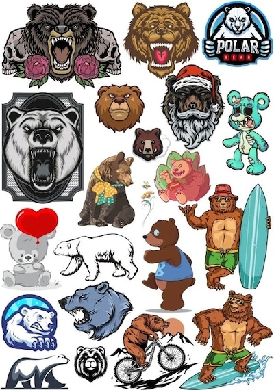 Ayı Sticker Set 5 18 Parça Telefon, Tablet, Defter, Laptop Sticker