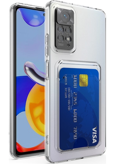 Kvy Xiaomi Redmi Note 11 Kamera Korumalı Kartlıklı Setra Şeffaf Silikon Kılıf