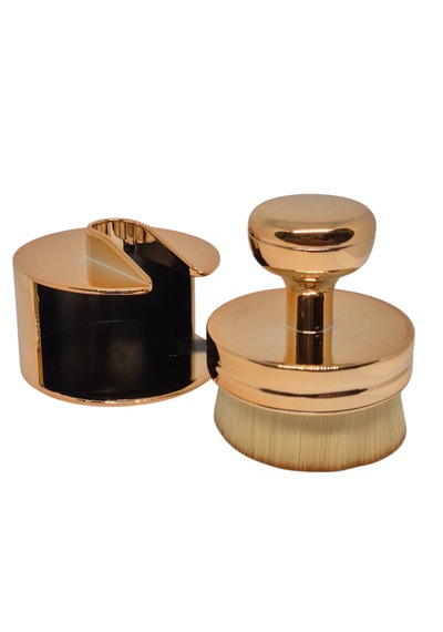 Lüks Touch Gold - Altın Renkli Metal Standlı Shine Brush Ergonomik Pudra Fırçası Makyajınızı Sanata Dönüştürün