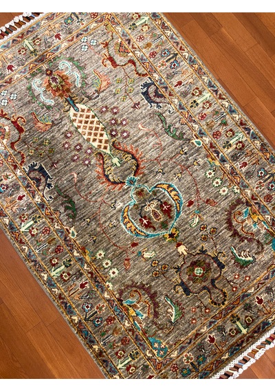 El Dokuma Afgan Halı Sultanı Model 100% Yün Kök Boya Kahve