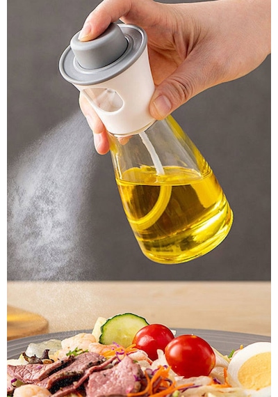 Cam Şişeli Spreyli 220 Ml Yağdanlık Sosluk Çok Amaçlı Sirkelik Beyaz