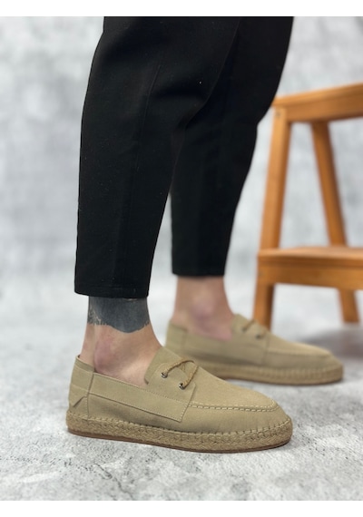 Ba0358 Boa Doğal Deri Tozu Bağcıklı Kauçuk El Yapımı Espadril Taban Bej Renk Erkek Ayakkabı Bej Ba0358 Boa Doğal Deri Tozu Bağcıklı Kauçuk El Yapımı Espadril Taban Bej Renk Erkek Ayakkabı Bej