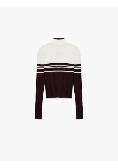 Koton Dik Yaka Slim Fit Uzun Kollu Çizgili Fermuarlı Triko Hırka Bordo Çizgili 6wal90108ht Bordo Çizgili Koton Dik Yaka Slim Fit Uzun Kollu Çizgili Fermuarlı Triko Hırka Bordo Çizgili 6wal90108ht Bordo Çizgili