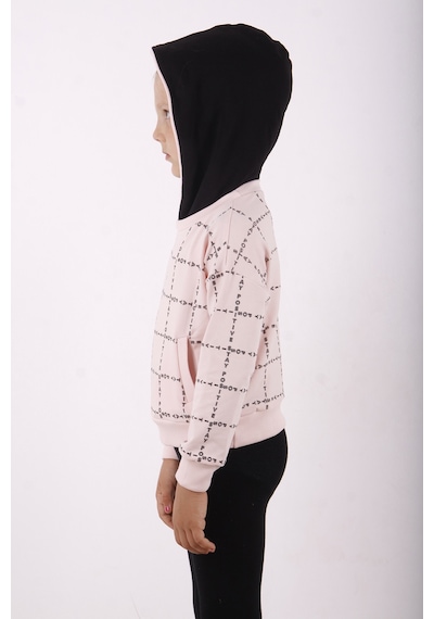 Toontoy Kız Çocuk Positive Baskılı Crop Sweatshirt Pudra