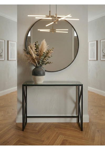 Lumina Modern Antre Dresuarı - 4mm Temperli Camlı Metal Konsol - 100x30 Cm Siyah