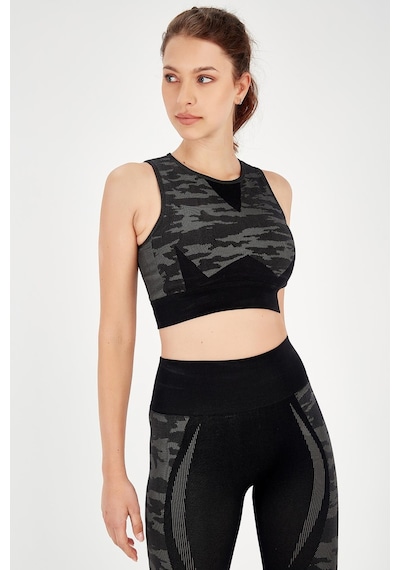 Maraton Active Slimfit Kadın Bisiklet Yaka Kolsuz Fitness Siyah Bra 813054-Siyah