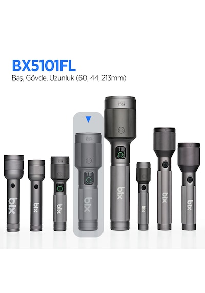 Bix Bx5101fl 60w Led 2300 Lümen Şarjlı Uzun Menzilli El Feneri Gri