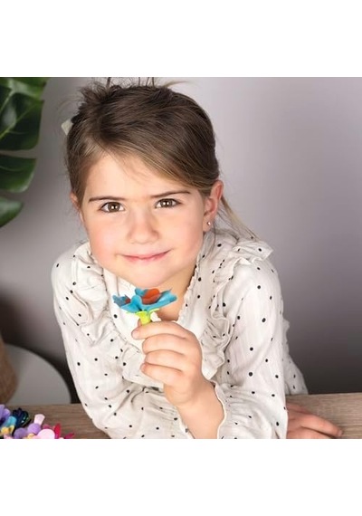 350411, Çiçekli Yaratıcılık Seti, 32 Adet Doku, 16 Adet Pistil, 16 Adet Çiçek Sapı, 16 Özel Çiçekli Tasarım, Dekoratif Obje Yapımı