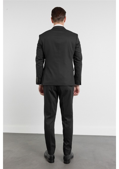 İmza Siyah Kırlangıç Yaka 6 Drop Slim Fit Tam Astar Esnek Takım Elbise 1001260160
