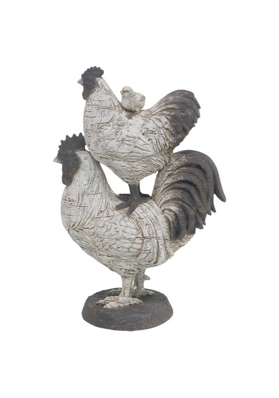 Deco 79 Çiftlik Evi Polystone Horoz Heykel, 8" X 5" X 12", Beyaz