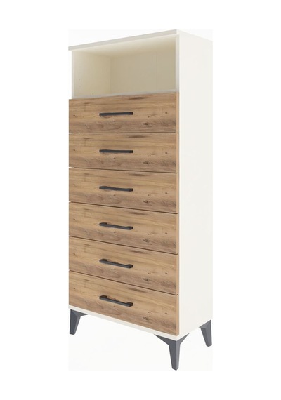 Arges Dolap Tek Raflı 6 Çekmeceli 60x30x134 Aytaşı-çam Aytaşı