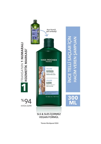 Yves Rocher Hacim Veren Şampuan - İnce Telli Saçlar / Volume - Sls,sles İçermez, Vegan -300ml