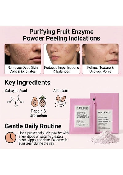 Maruderm Arındırıcı Meyve Enzimli Pudra Peeling 60 G 3 Paketi