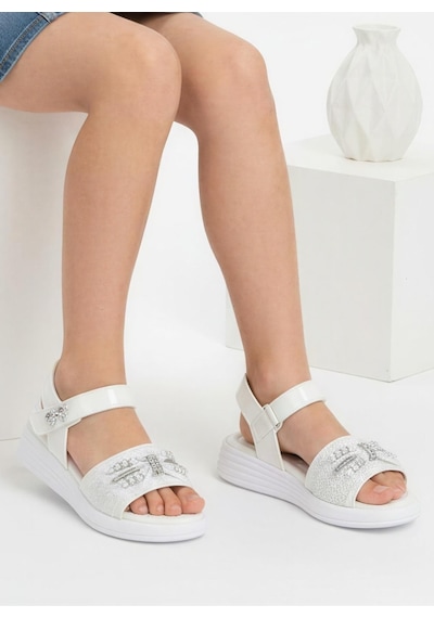 Altın Pabuç Kız Çocuk Sandalet Rahat Hafif Ortopedik Yumuşak Taban Cırt Cırtlı Çocuk Düğün Ayakkabısı Beyaz Altın Pabuç Kız Çocuk Sandalet Rahat Hafif Ortopedik Yumuşak Taban Cırt Cırtlı Çocuk Düğün Ayakkabısı Beyaz