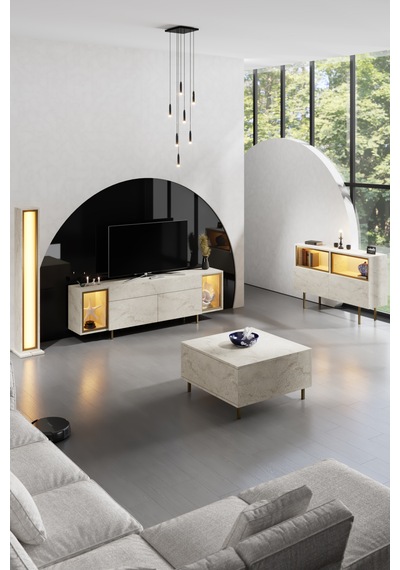 Zenith Gold Demir Ayaklı Rgb Led Işık Sistemli Traverten Tv Ünitesi Tv Sehpası Traverten - Altın Zenith Gold Demir Ayaklı Rgb Led Işık Sistemli Traverten Tv Ünitesi Tv Sehpası Traverten - Altın
