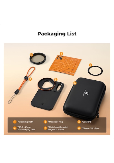 K&f Concept Apple iPhone  Uyumlu  17 Pro Max İçin Cpl Filtre + Manyetik Filtre Montaj Adaptörü