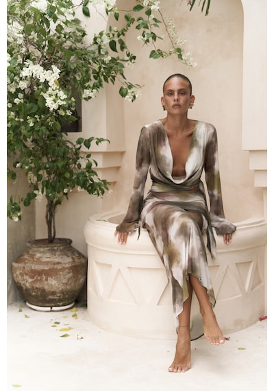 Mai Collection Mai Studios Co. Pnaisyonist Uzun Kol Yeşil Crop Etek Takım Yeşil