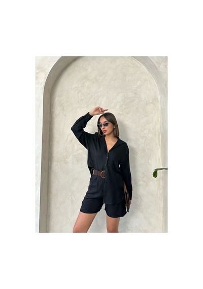 Verymoda Kemerli Şort D2686 Siyah