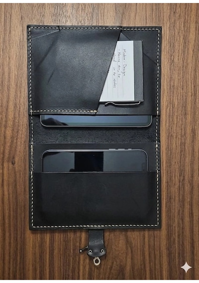 Otohousse El Yapımı Deri Tablet Organizer Kılıfı 8.5 İnç Tablet Uyumlu SİYAH