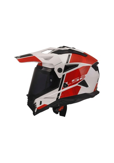 Ls2 Pioneer 2 Hill Kros Motosiklet Kaskı Beyaz - Kırmızı