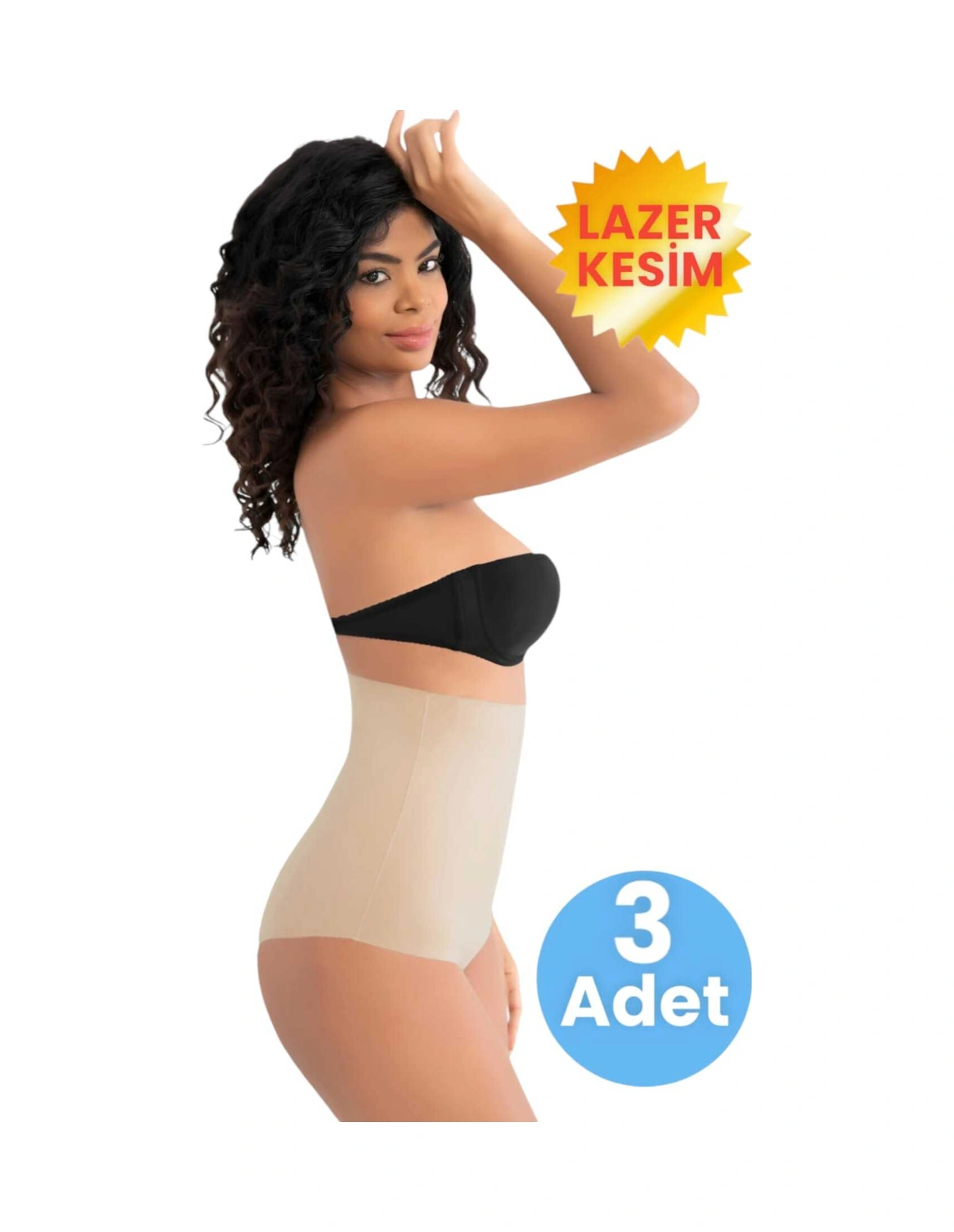 Tezzgelsin Kadın Lazer Kesim Ve Toparlayıcı Yüksek Bel Slip Korse 3'lü Set Ten Rengi
