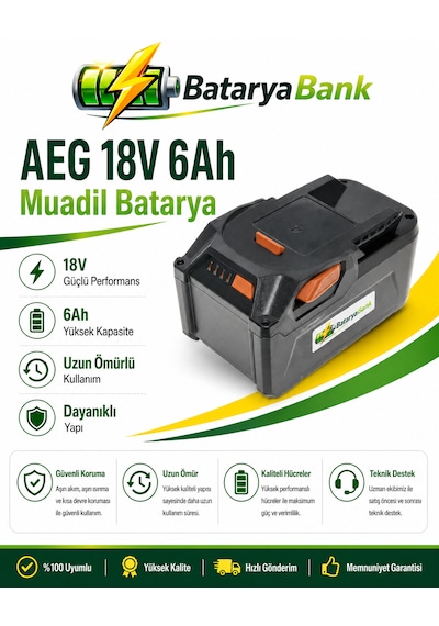 Bataryabank Aeg 18v 6ah Li-ion Muadil Matkap Bataryası