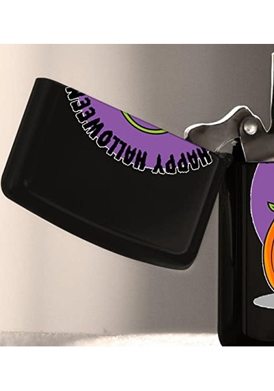 Halloween Trick Or Treat Tasarımlı Renkli Baskılı Siyah Benzinli Metal Çakmak Genel
