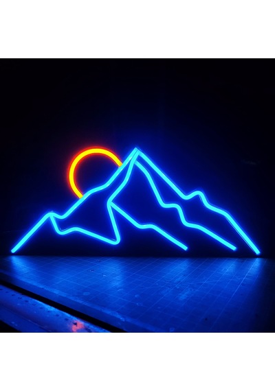 Dağ & Güneş Neon Led 3d Baskı Çok Renkli