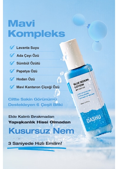 Yağ - Nem Dengesi Sağlayan Hyalüronik Asit İçerikli Nemlendirici Losyon Dashu Blue Sedum Lotion